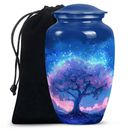 Tree of Life Burial Urn – Beautiful Artistic Blue Urn For Funeral Ashes