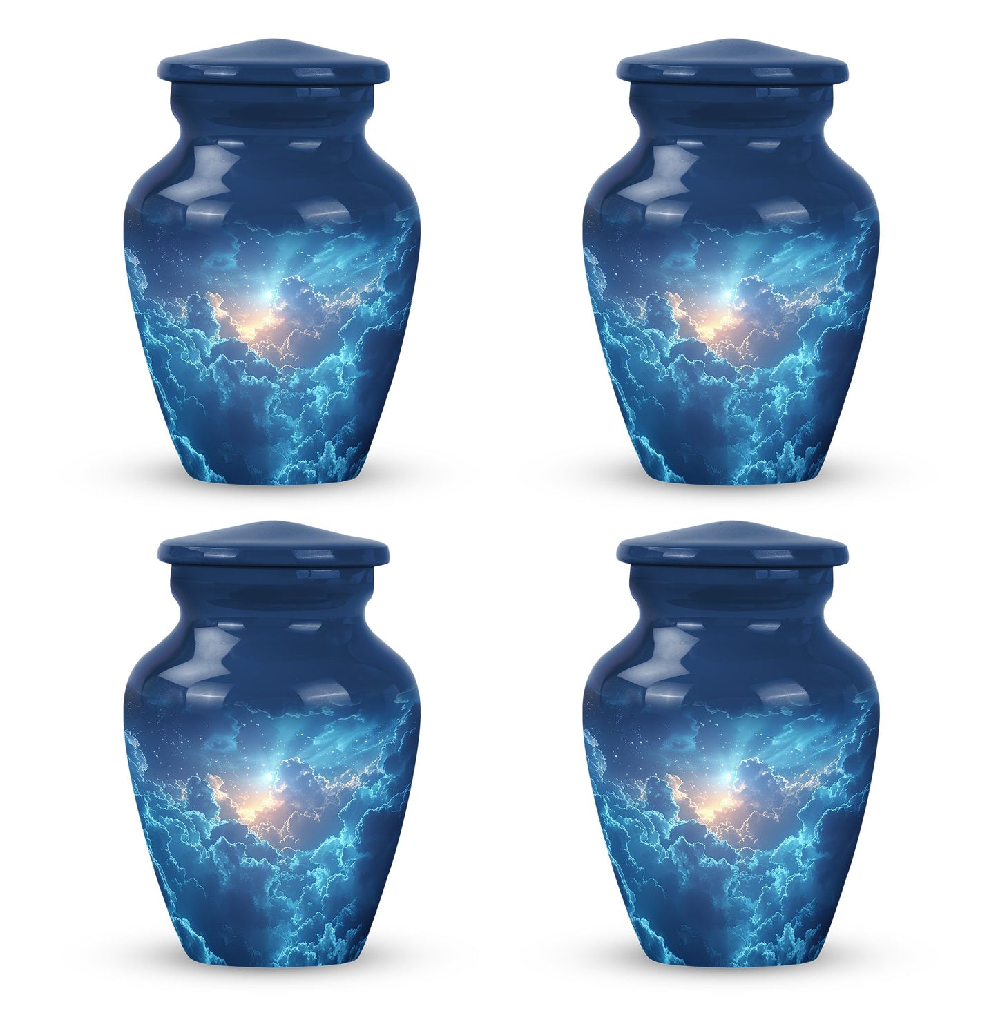Blue Personalized Blue Cremation Urn for Human Ashes - 10-inch, 200 cu in - Yatskia