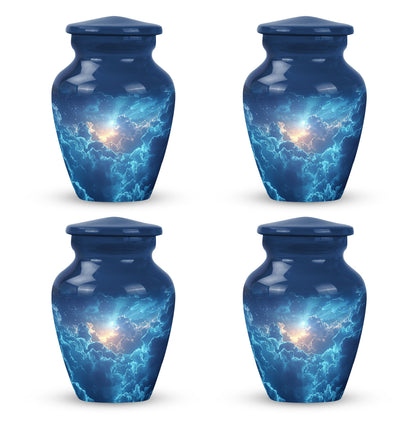Blue Personalized Blue Cremation Urn for Human Ashes - 10-inch, 200 cu in - Yatskia