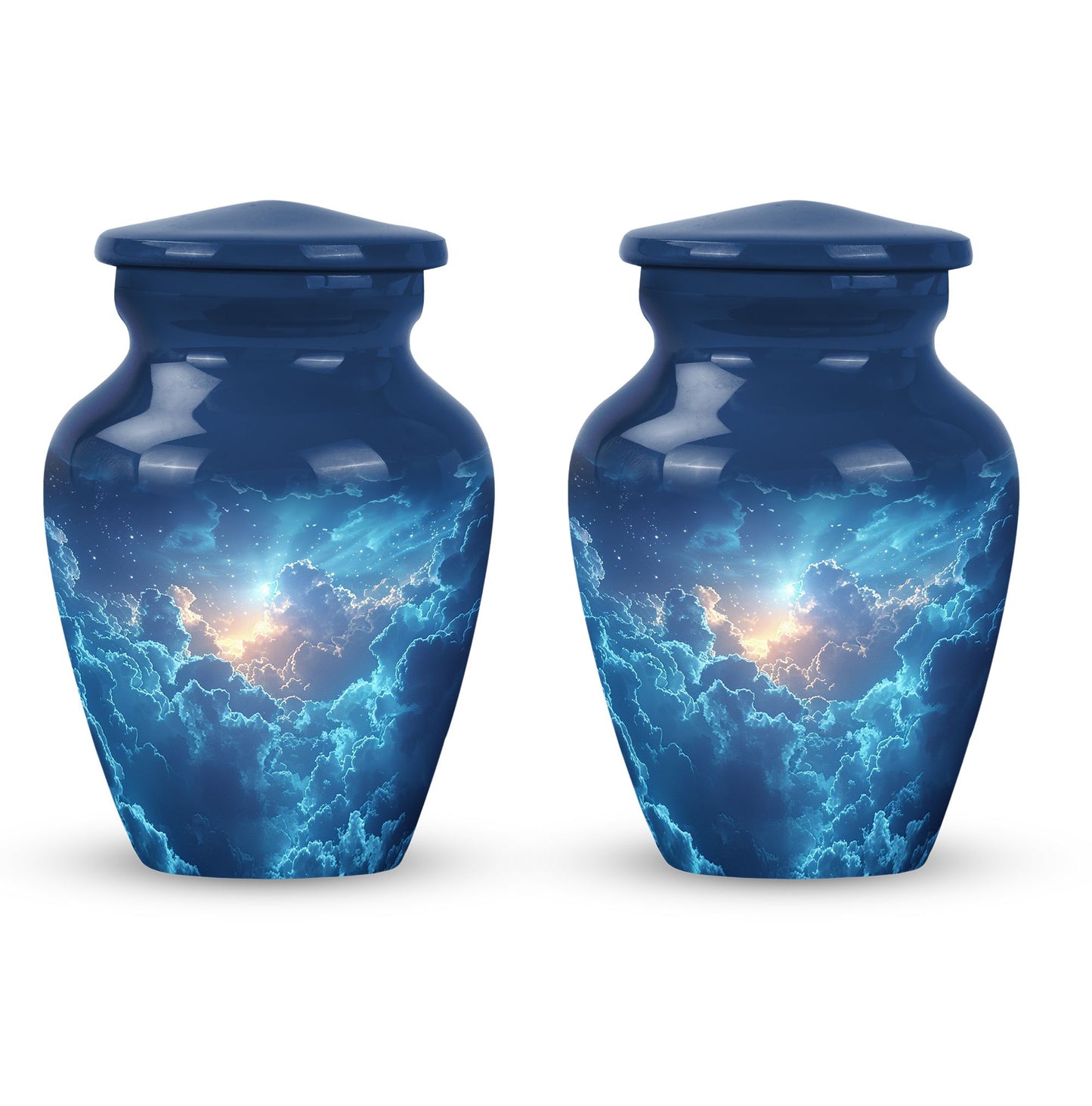 Blue Personalized Blue Cremation Urn for Human Ashes - 10-inch, 200 cu in - Yatskia
