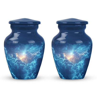 Blue Personalized Blue Cremation Urn for Human Ashes - 10-inch, 200 cu in - Yatskia