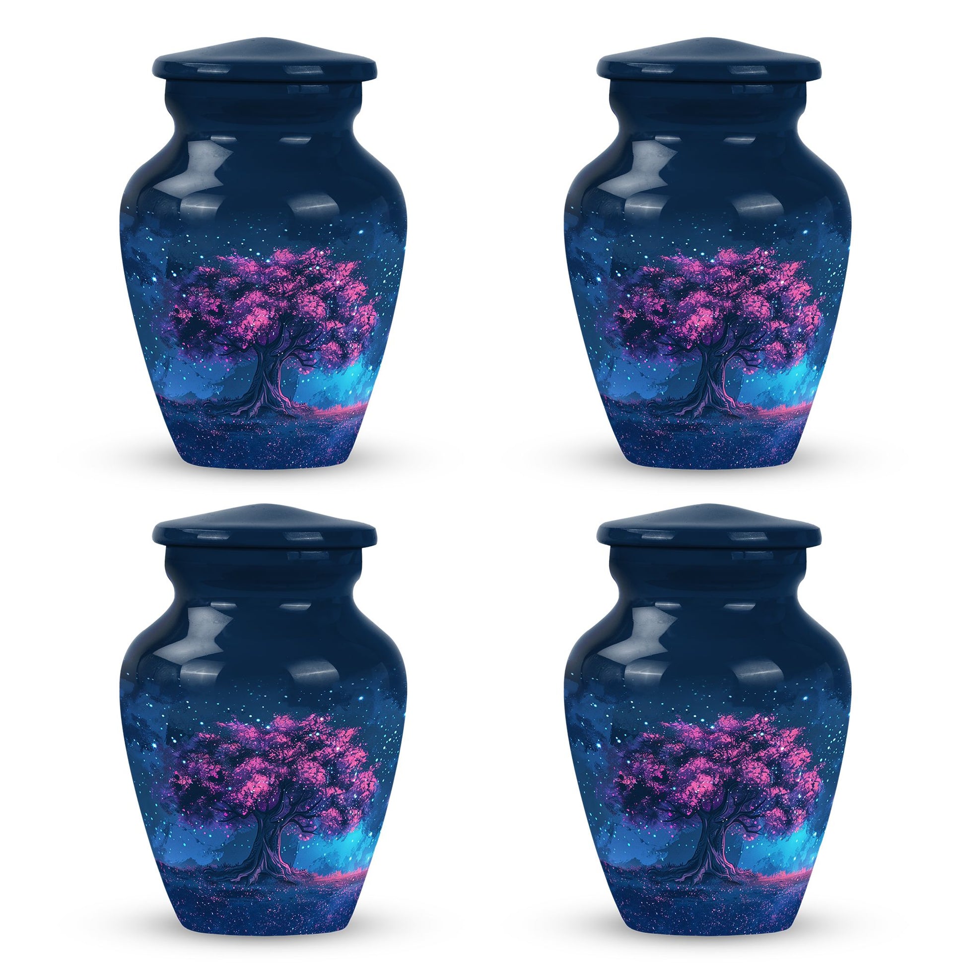 Night Pink Tree Cremation Urn - Beautiful Night Sky Burial Urn For Women