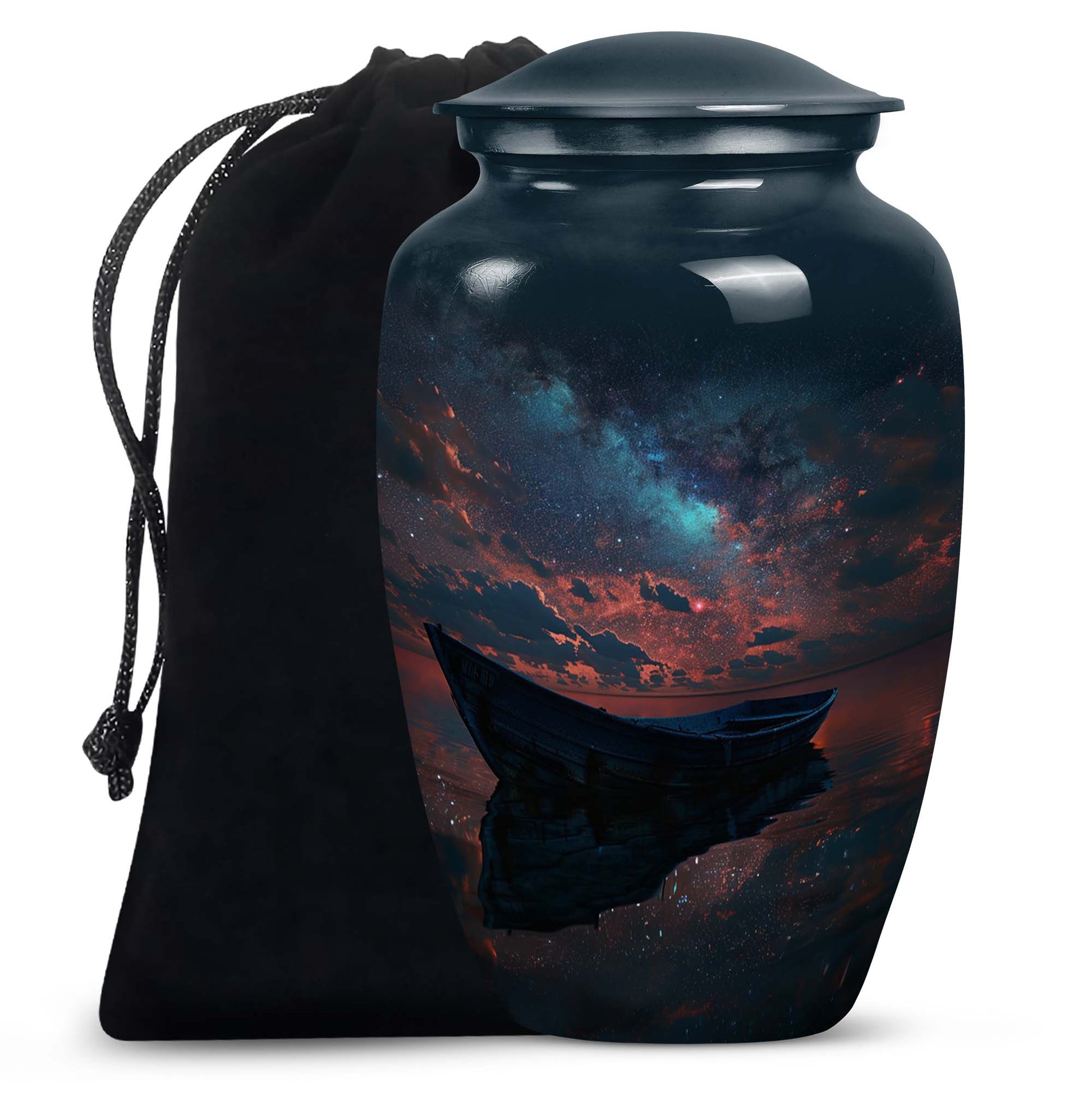 Boat Night Sky Urn – Celestial Vessel Design for Memorial Keepsakes