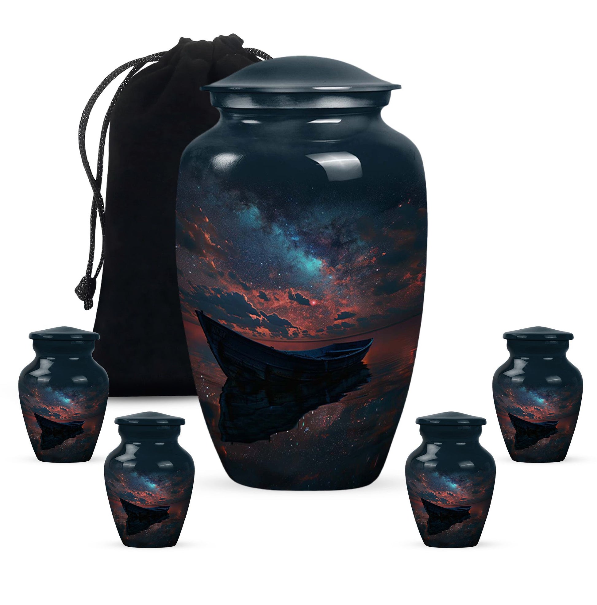 Boat Night Sky Urn – Celestial Vessel Design for Memorial Keepsakes