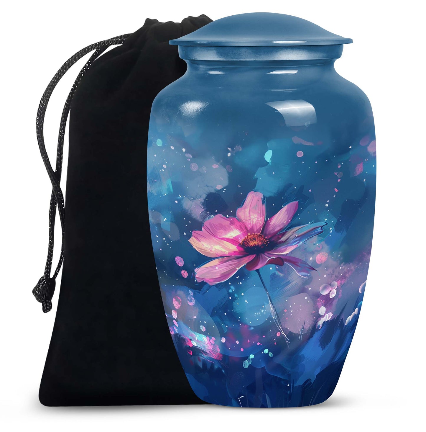 Pink Personalized Flower Cremation Urn for Women - 10-inch, 200 cu in - Yatskia