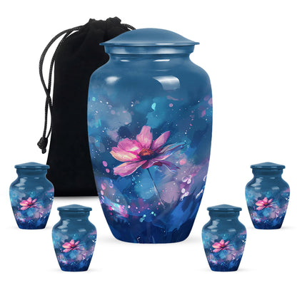 Pink Personalized Flower Cremation Urn for Women - 10-inch, 200 cu in - Yatskia