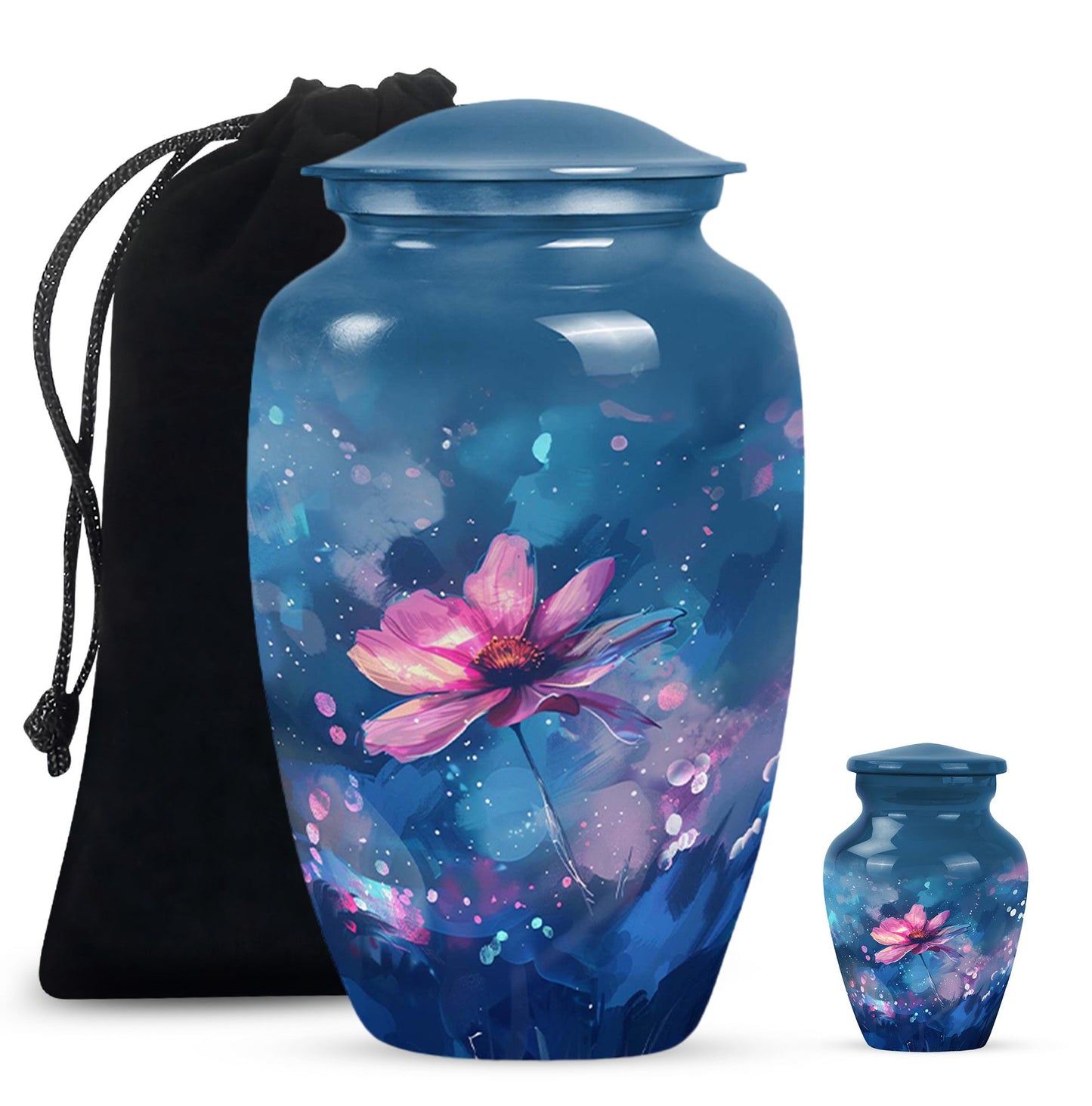 Pink Personalized Flower Cremation Urn for Women - 10-inch, 200 cu in - Yatskia