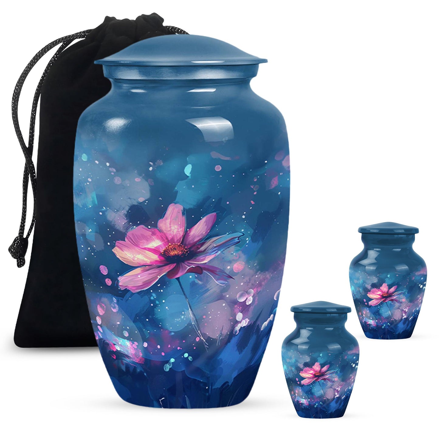 Pink Personalized Flower Cremation Urn for Women - 10-inch, 200 cu in - Yatskia