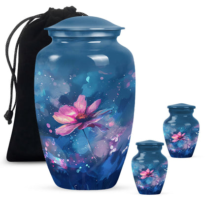 Pink Personalized Flower Cremation Urn for Women - 10-inch, 200 cu in - Yatskia