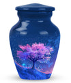 Blue Floral Tree Cremation Urn - Large Urns For Human Ashes