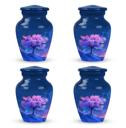 Blue Personalized Flower Cremation Urn for Human Ashes - 10-inch, 200 cu in - Yatskia