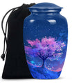 Blue Floral Tree Cremation Urn - Large Urns For Human Ashes
