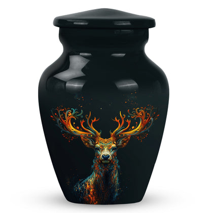 Black Personalized Deer Keepsake Urn for Human Ashes - 10-inch, 200 cu in - Yatskia
