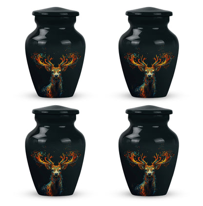 Black Personalized Deer Keepsake Urn for Human Ashes - 10-inch, 200 cu in - Yatskia