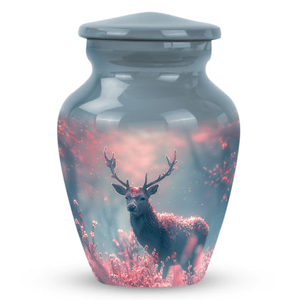 Pink Personalized Deer Cremation Urn for Human Ashes - 10-inch, 200 cu in - Yatskia