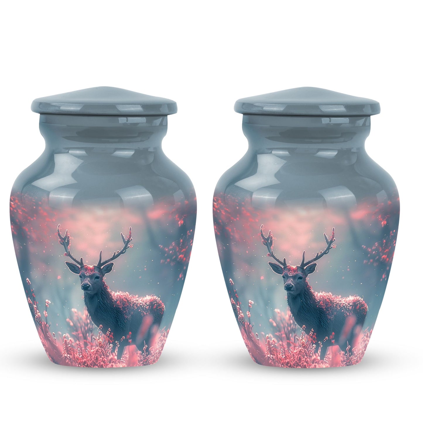 Pink Personalized Deer Cremation Urn for Human Ashes - 10-inch, 200 cu in - Yatskia