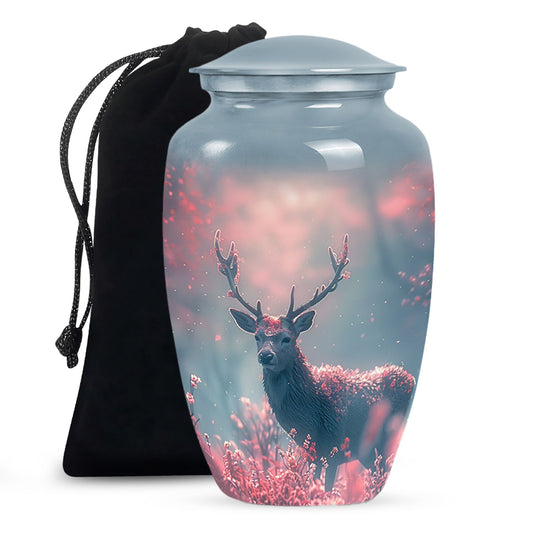 Elegant Pink Deer Cremation Urn – Beautiful Wildlife Memorial Urn for Ashes