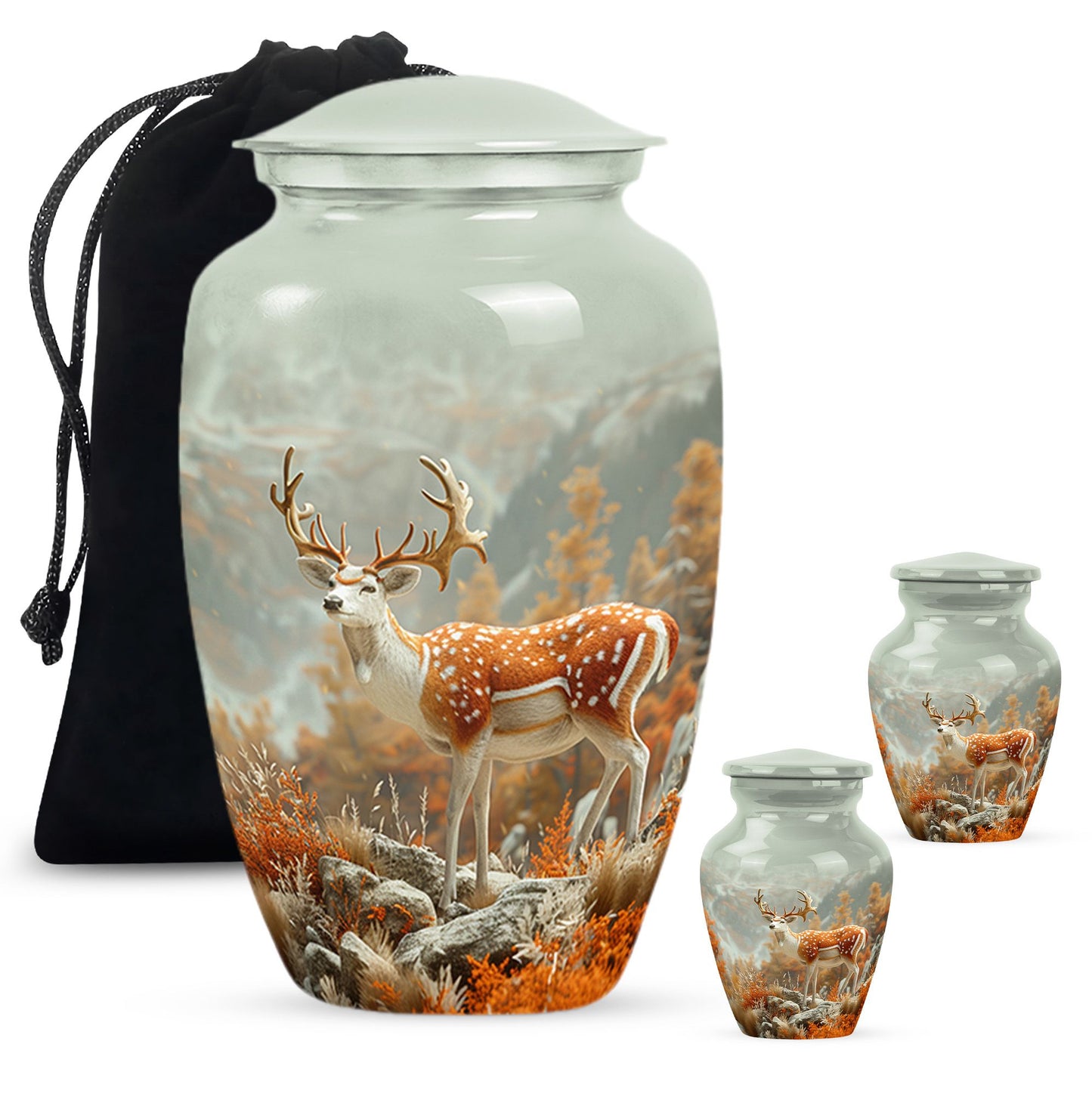 Personalized Deer Cremation Urn for Human Ashes - 10-inch, 200 cu in - Yatskia