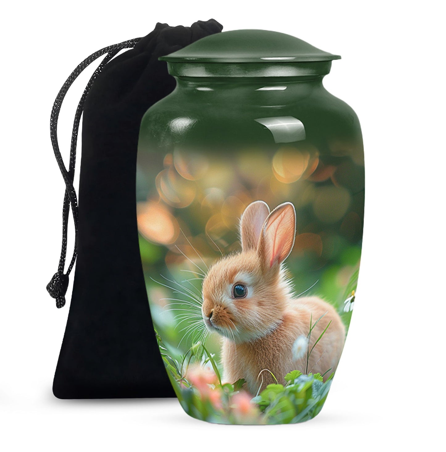 Green Personalized Pet Memorial Urn for Pet Ashes - 10-inch, 200 cu in - Yatskia