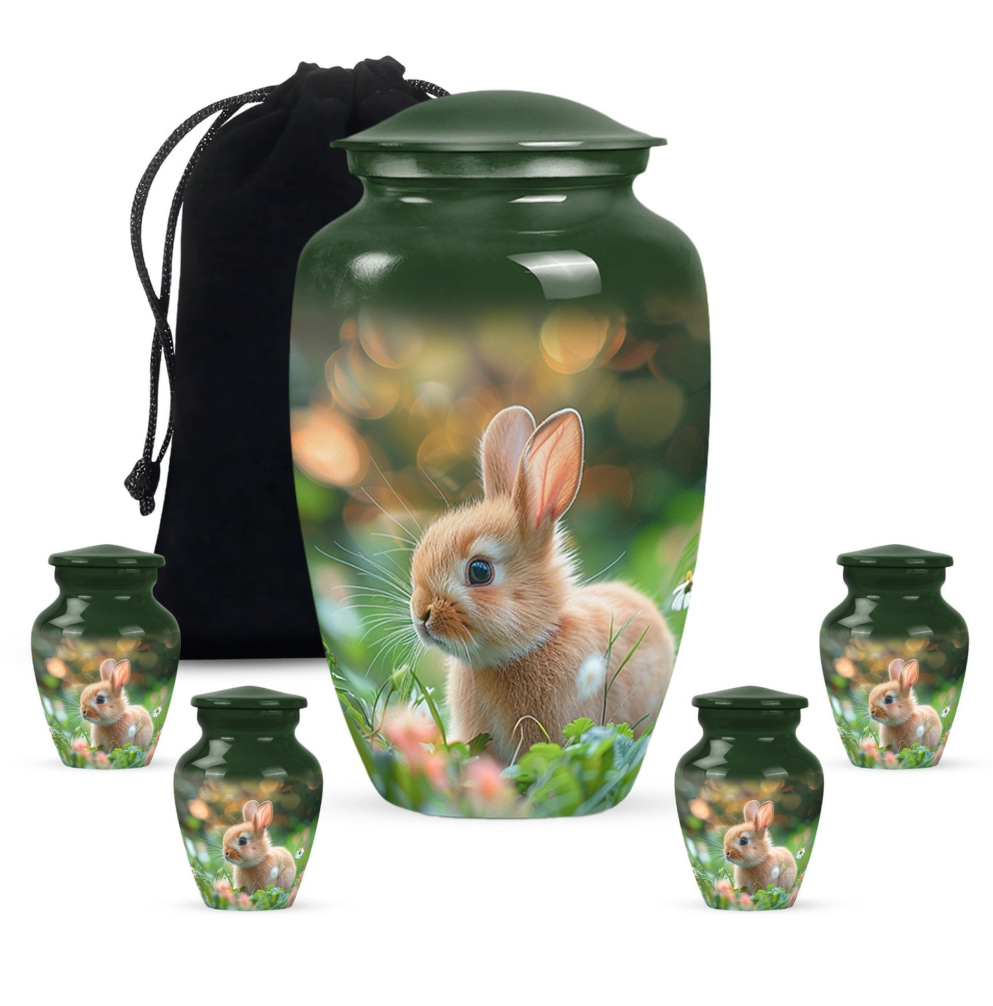 Green Personalized Pet Memorial Urn for Pet Ashes - 10-inch, 200 cu in - Yatskia