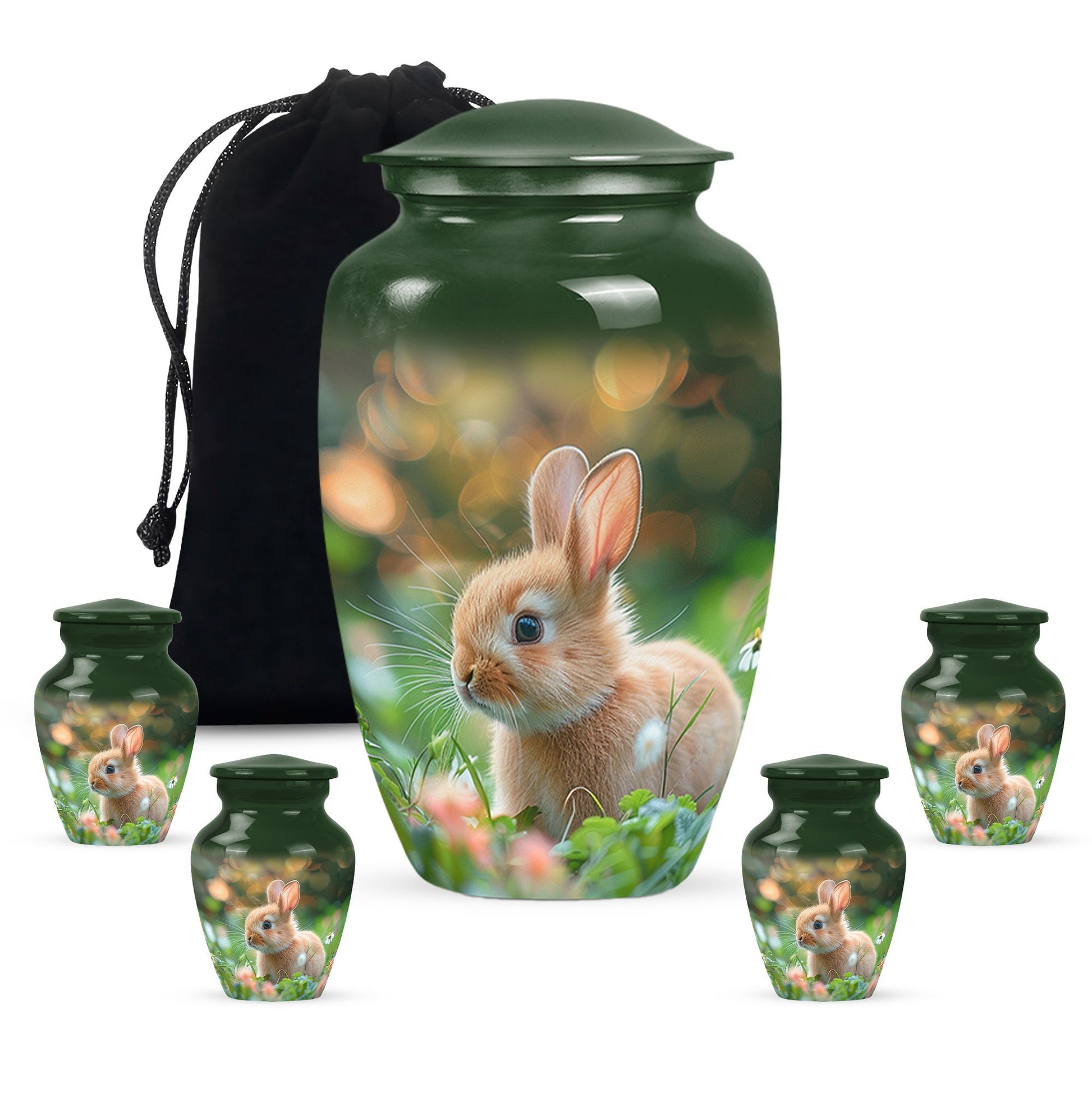 Green Baby Bunny Rabbit Urn – Beautiful Memorial for Pet Rabbits