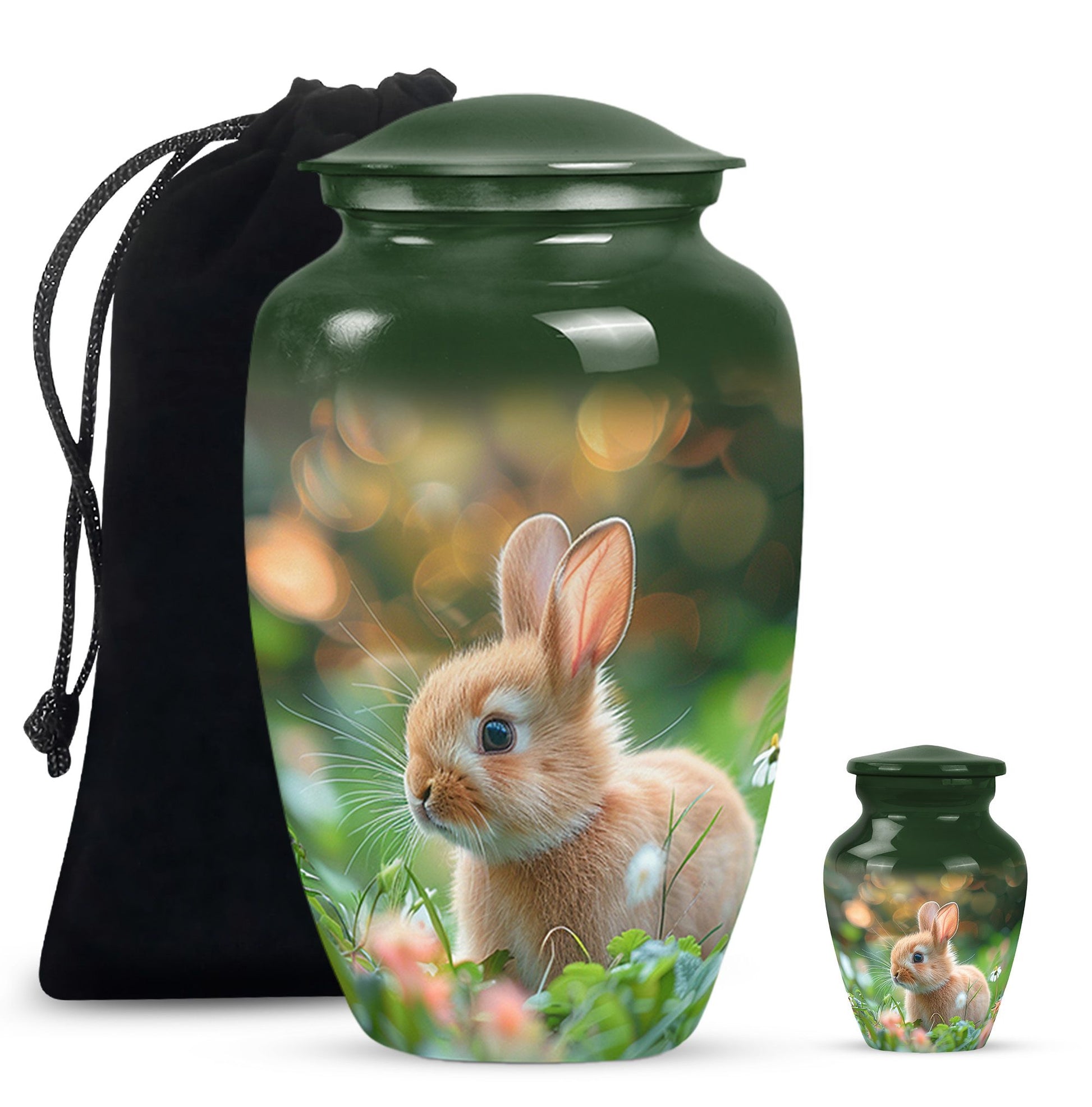 Green Baby Bunny Rabbit Urn – Beautiful Memorial for Pet Rabbits