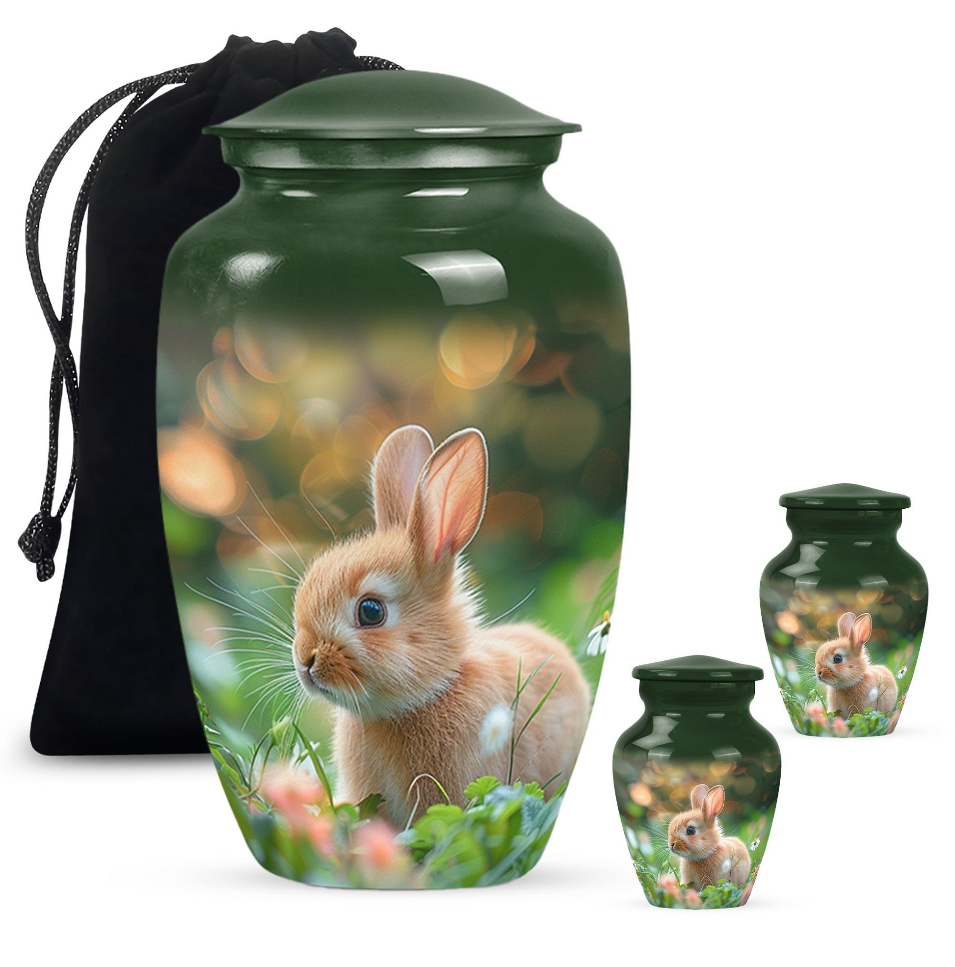 Green Baby Bunny Rabbit Urn – Beautiful Memorial for Pet Rabbits