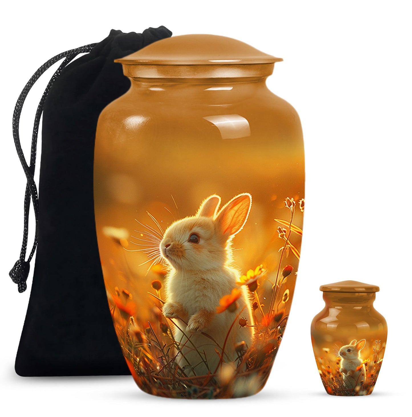 Personalized Rabbit Memorial Urn for Pet Ashes - 10-inch, 200 cu in - Yatskia