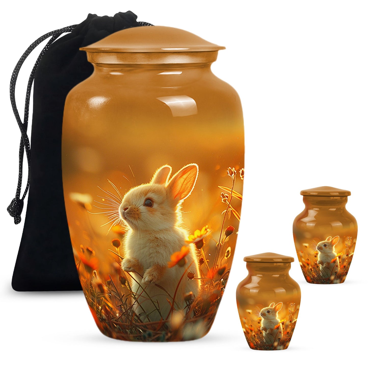 Personalized Rabbit Memorial Urn for Pet Ashes - 10-inch, 200 cu in - Yatskia