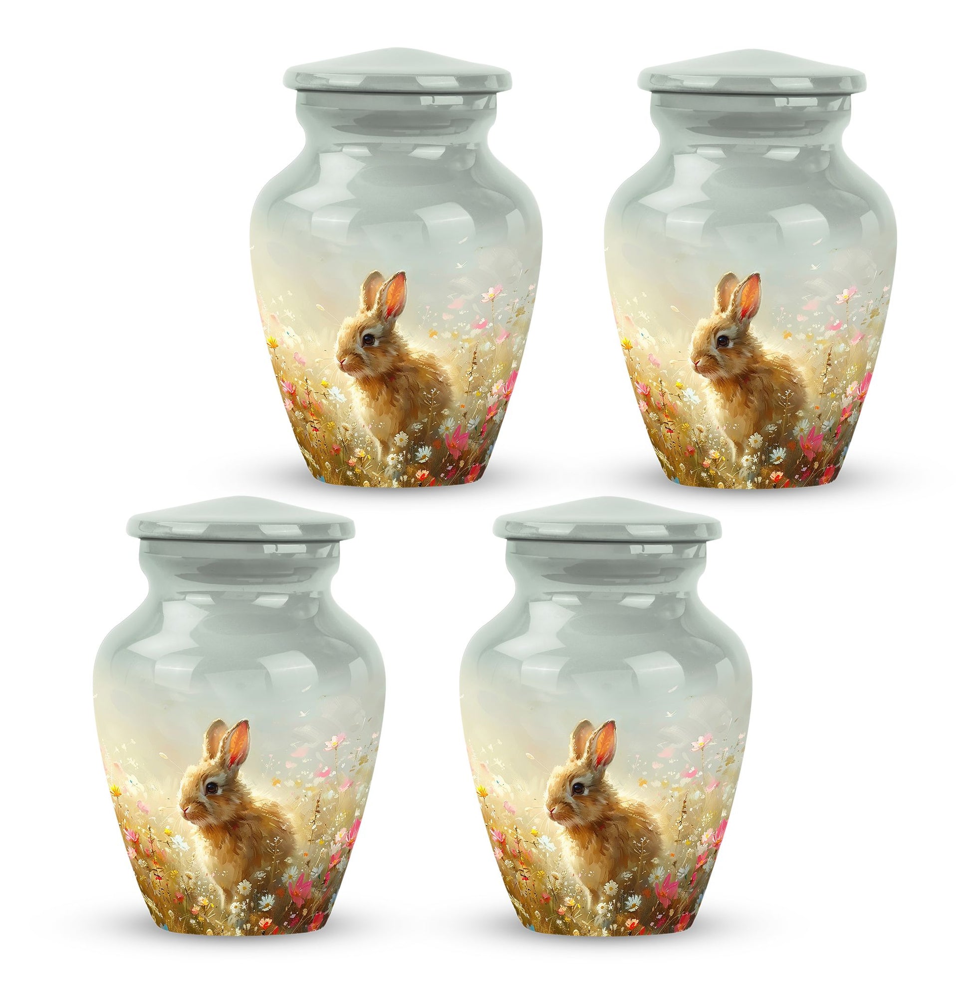 Baby Bunny Rabbit Urn – Beautiful Floral Design Memorial for Pet Remains