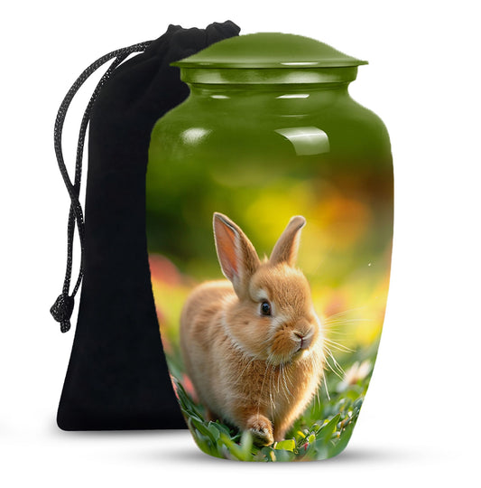 Bunny Rabbit Garden Urn - Beautiful Pet Memorial with Nature Design