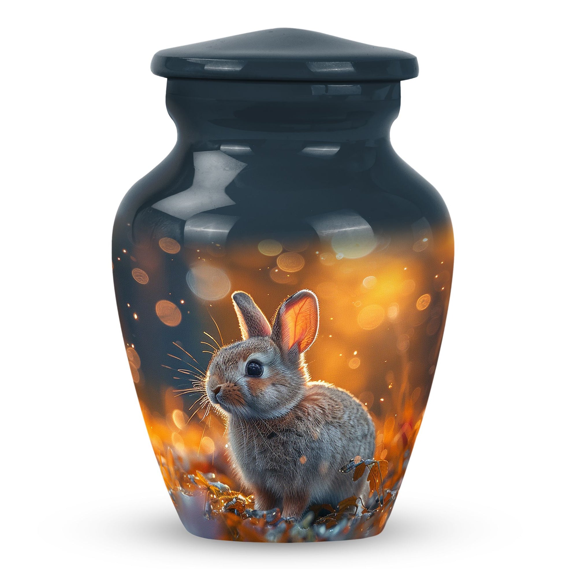 Golden Bunny Cremation Urn- Large Decorative Rabbit Urn For Ashes