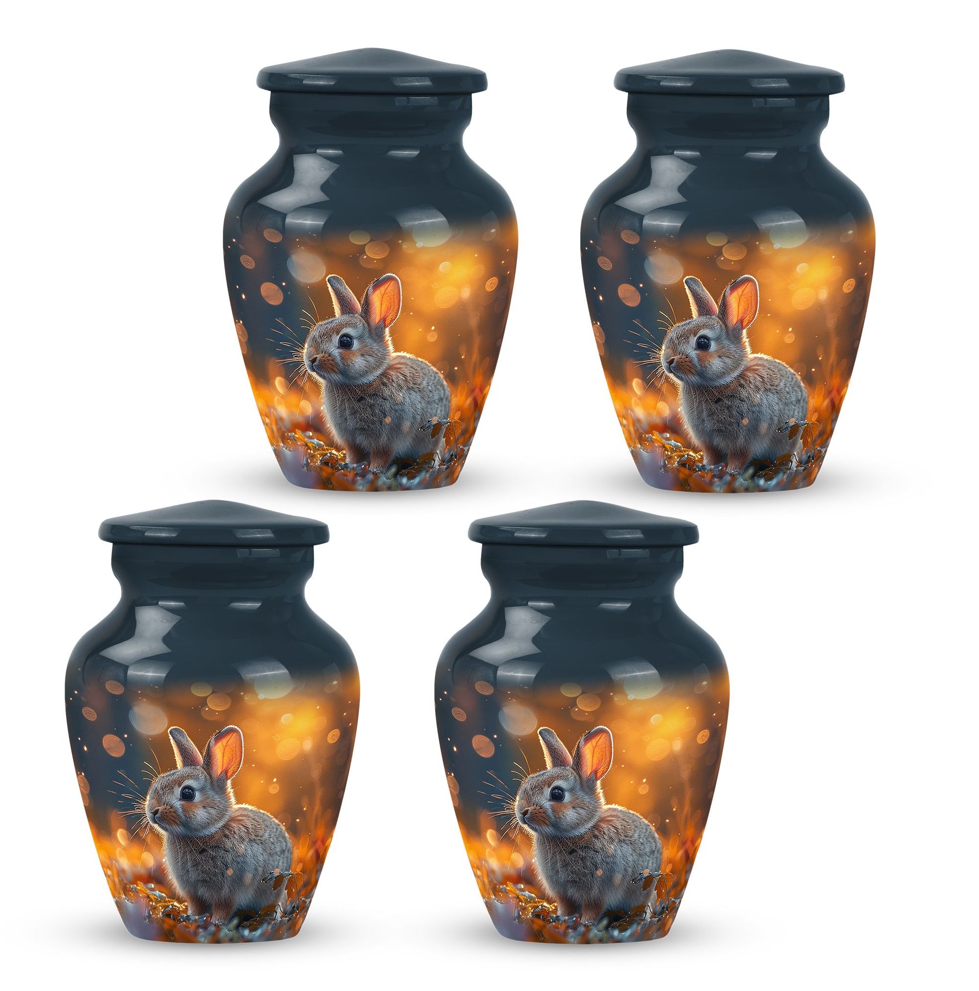 Golden Bunny Cremation Urn- Large Decorative Rabbit Urn For Ashes