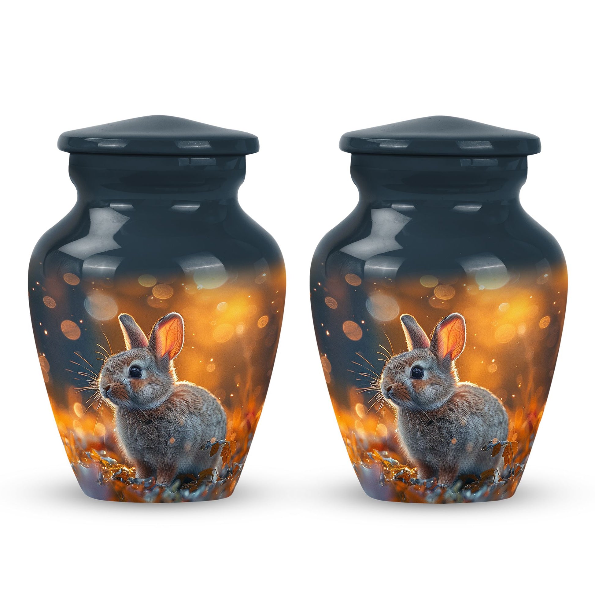 Golden Bunny Cremation Urn- Large Decorative Rabbit Urn For Ashes