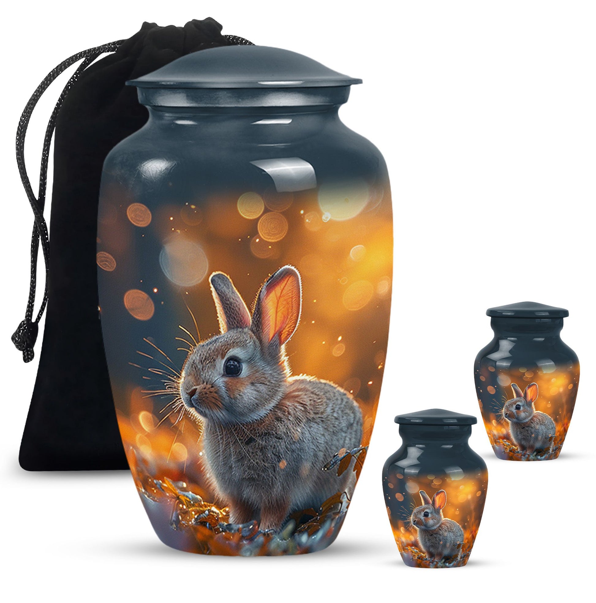 Golden Bunny Cremation Urn- Large Decorative Rabbit Urn For Ashes