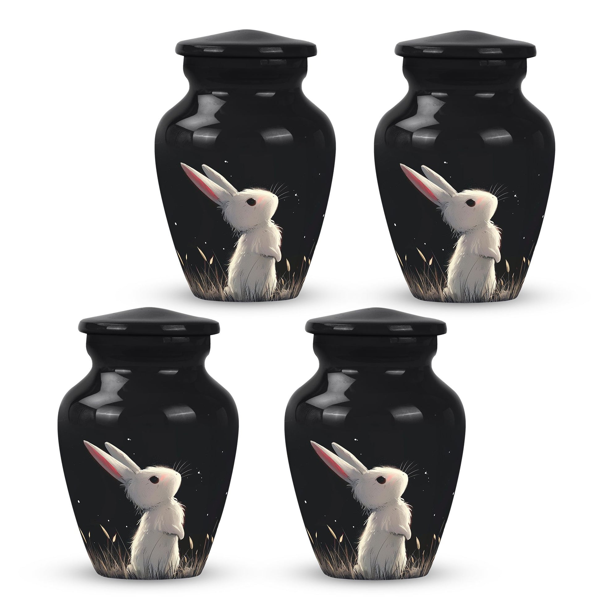 Black Baby Bunny Cremation Urn - Mini Urns For Pet Ashes