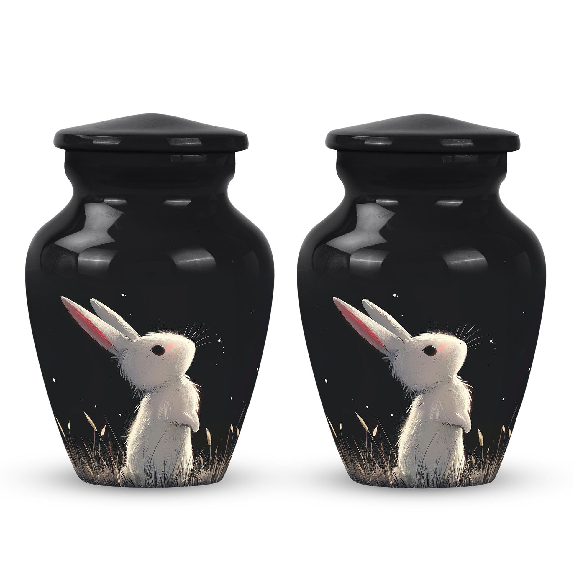 Black Baby Bunny Cremation Urn - Mini Urns For Pet Ashes