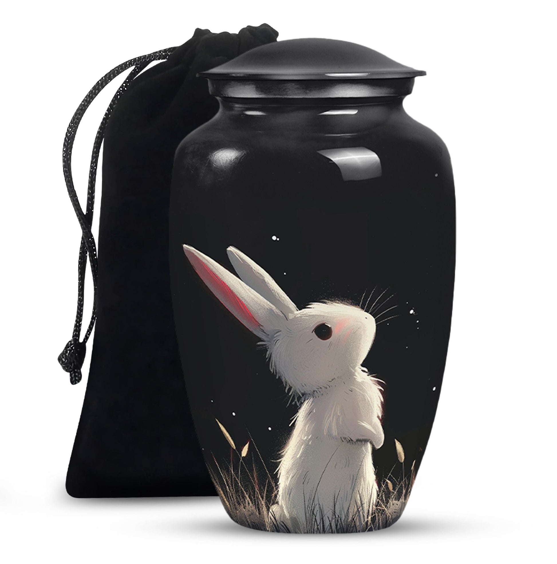 Black Baby Bunny Cremation Urn - Mini Urns For Pet Ashes