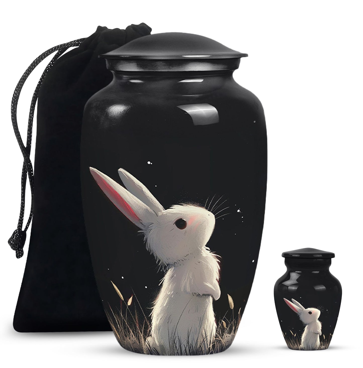 Black Personalized Pet Keepsake Urn for Pet Ashes - 10-inch, 200 cu in - Yatskia