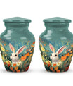 Colorful Flowers & Bunny Cremation Urn - Pet Urn For Ashes