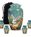 Colorful Flowers & Bunny Cremation Urn - Pet Urn For Ashes