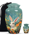 Colorful Flowers & Bunny Cremation Urn - Pet Urn For Ashes