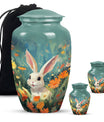 Colorful Flowers & Bunny Cremation Urn - Pet Urn For Ashes