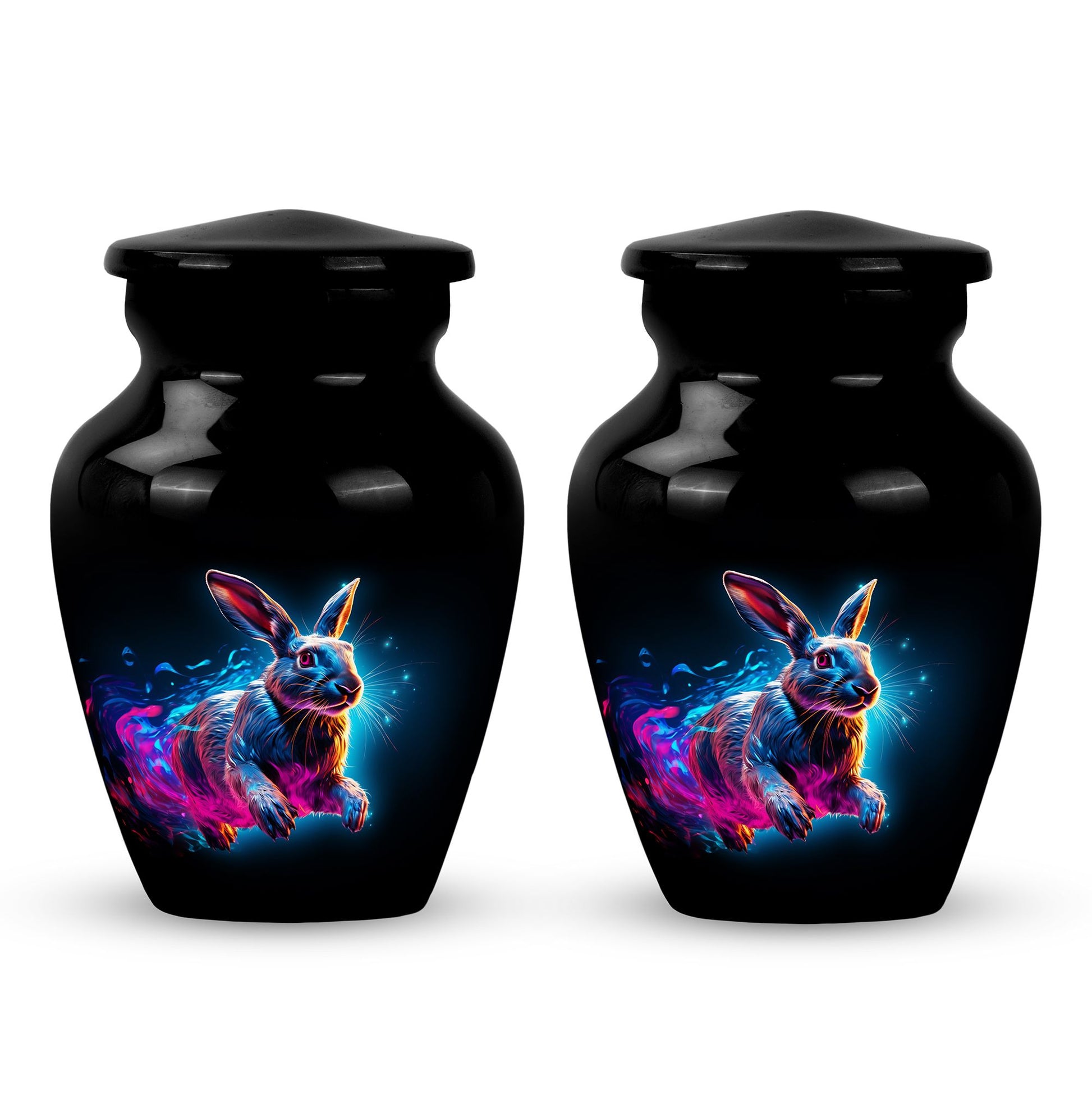 Vibrant Nebula Bunny - Rabbit Urn Memorial, Funeral Shape Urn
