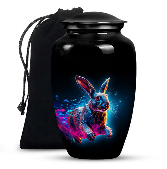 Vibrant Nebula Bunny - Rabbit Urn Memorial, Funeral Shape Urn