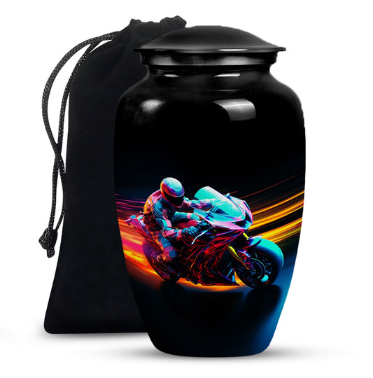 Motorcycle Rider Cremation Urn for Human Ashes - Memorial Urn for Dad