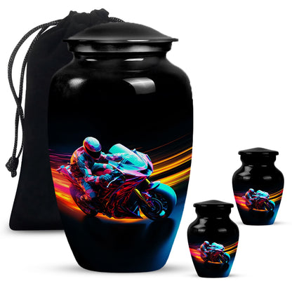 Personalized Motorcycle Cremation Urn for Dad - 10-inch, 200 cu in - Yatskia