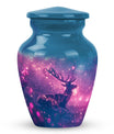 Deer Themed Cremation Urn - Purple and Blue Color Urns For Human Ashes