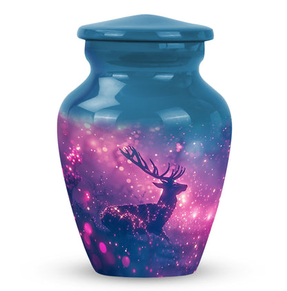 Purple Personalized Deer Cremation Urn for Human Ashes - 10-inch, 200 cu in - Yatskia