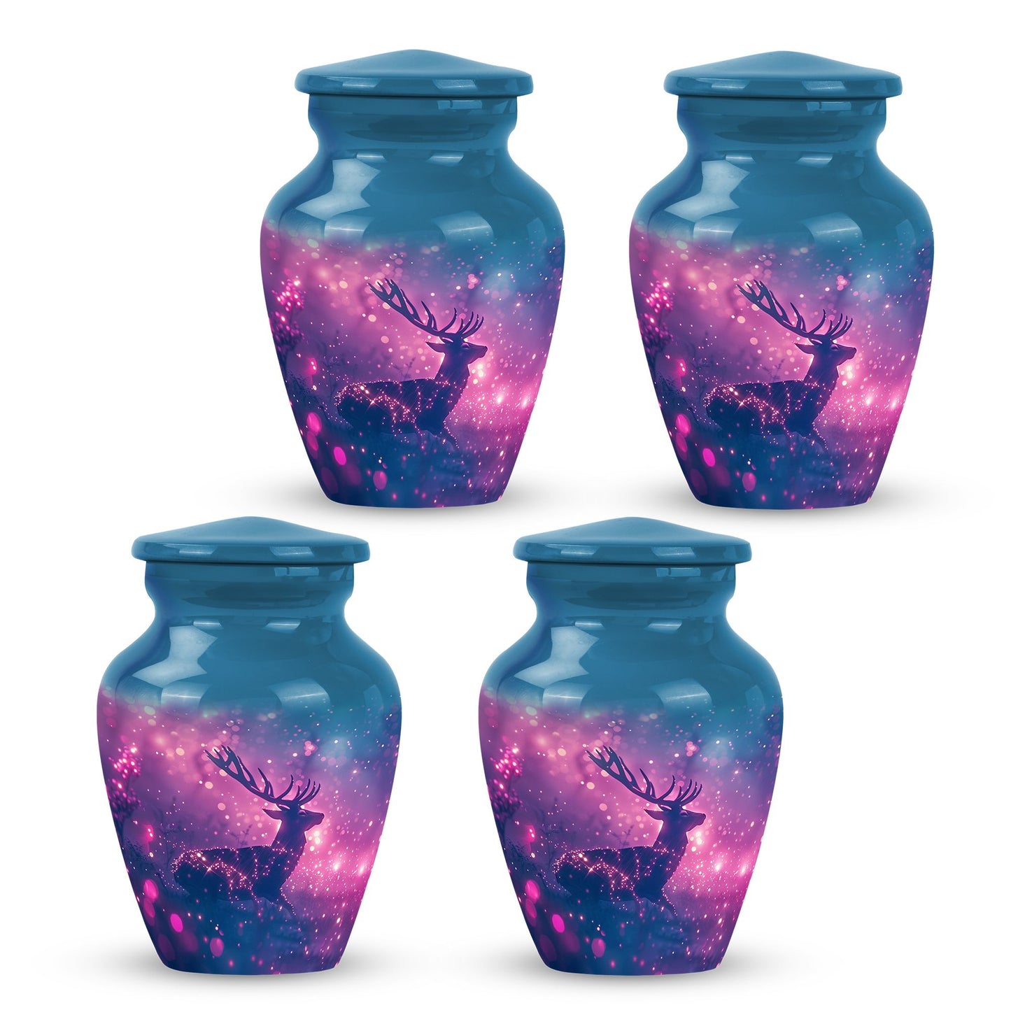 Purple Personalized Deer Cremation Urn for Human Ashes - 10-inch, 200 cu in - Yatskia
